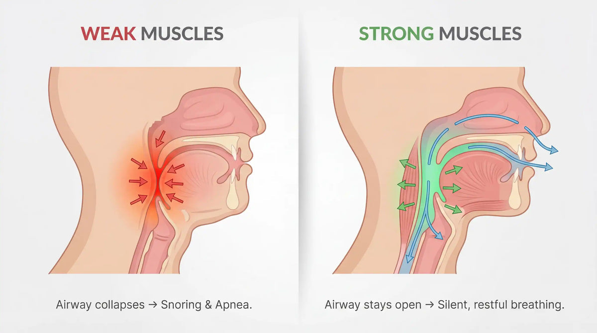 Relaxed throat muscles narrowing the airway during sleep