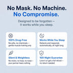 SleepEase Pro benefits: drug-free, works while you sleep, silent, 100-night guarantee